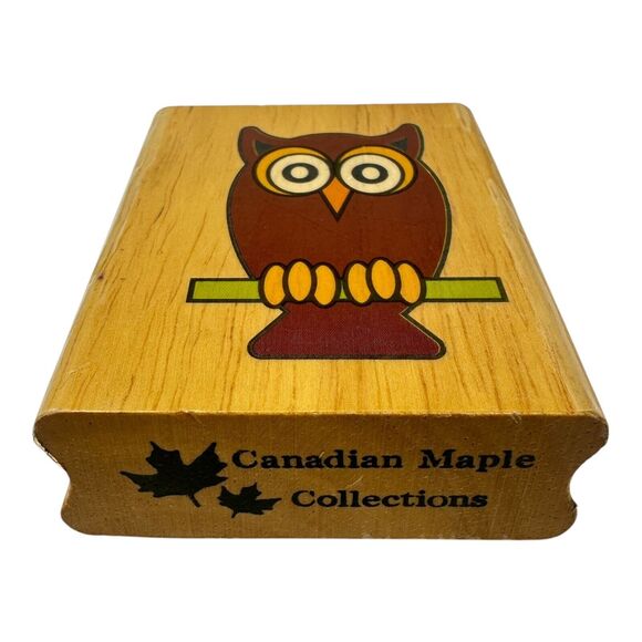 Owl on Branch Wood Mounted Rubber Stamp STPX3004 Canadian Maple Collections - Picture 2 of 5